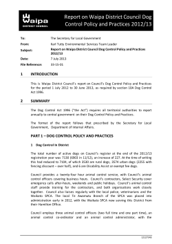Report on Waipa District Council Dog Control Policy and Practices