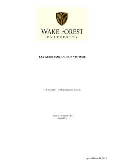 Tax Guide for Foreign Visitors - Financial Services