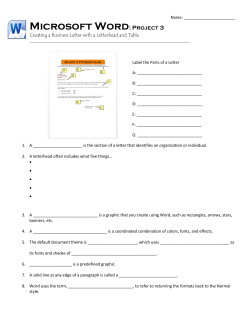 Microsoft Word: Project 3