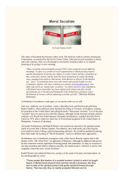 Moral Socialism - Southern Cross Review
