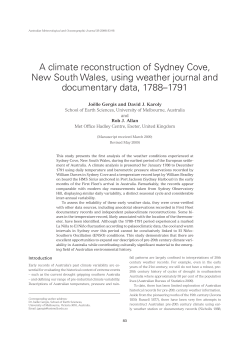 A climate reconstruction of Sydney Cove, New South Wales, using