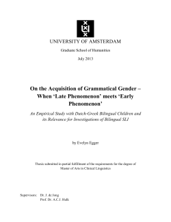 On the Acquisition of Grammatical Gender - UvA-DARE