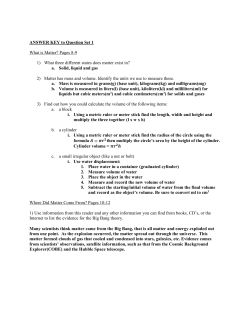 ANSWER KEY to Question Set 1 What is Matter