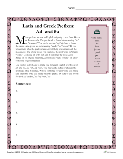 Latin and Greek Prefixes: Ad- and Su