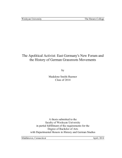 The Apolitical Activist: East Germany`s New Forum