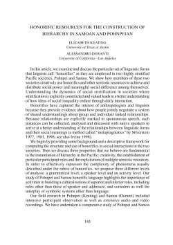 honorific resources for the construction of hierarchy in samoan and