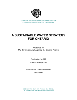 a sustainable water strategy for ontario