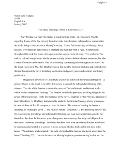 Hudgins 1 Name:Kate Hudgins Ariail English 9A January 2016 The