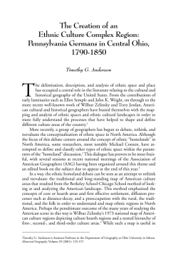 The Creation of an Ethnic Culture Complex Region: Pennsylvania