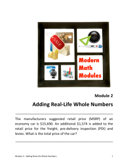 Module 2 Adding Real-‐Life Whole Numbers