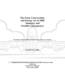 The Food, Conservation, and Energy Act of 2008: Summary and