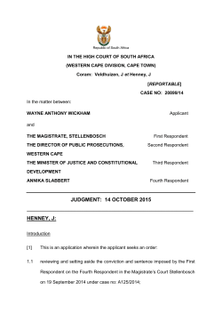 judgment: 14 october 2015 henney, j