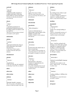 Word Wizard Spelling List Part I