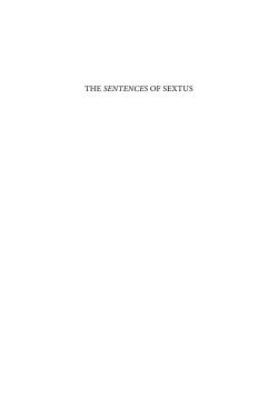the sentences of sextus - Society of Biblical Literature