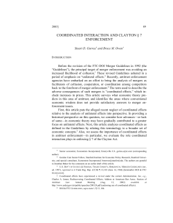 COORDINATED INTERACTION AND CLAYTON &sect; 7 ENFORCEMENT