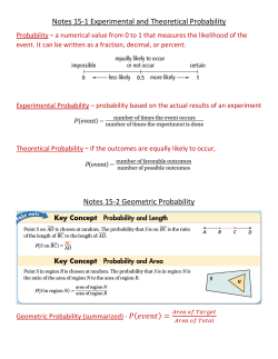 Notes 15-1 Experimental and Theoretical Probability Notes 15