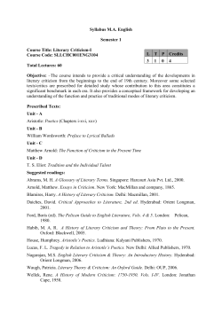 Syllabus MA English Semester 1 Course Title: Literary