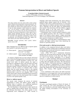 Franziska Koeder. Pronoun interpretation in - PRE