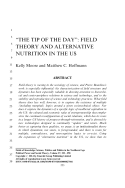 ""The Tip of the Day": Field Theory and Alternative Nutrition in the US"