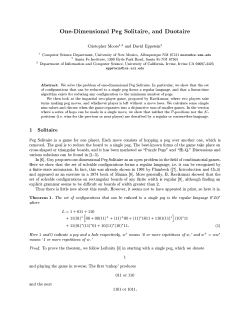 One-Dimensional Peg Solitaire, and Duotaire.