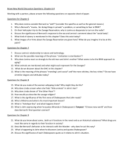 Brave New World Discussion Questions: Chapter 6