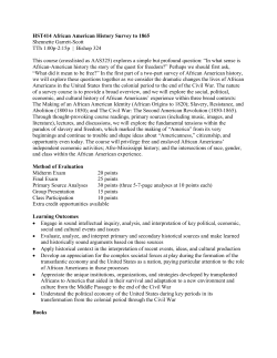 HST414 African American History Survey to 1865 Shennette Garrett