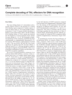 Complete decoding of TAL effectors for DNA recognition