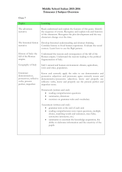 Middle School Italian 2015-2016 Trimester 2 Subject Overview