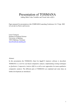 Presentation of TOSMANA