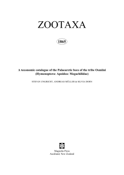A taxonomic catalogue of the Palaearctic bees of the tribe Osmiini