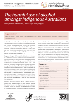 The harmful use of alcohol amongst Indigenous Australians