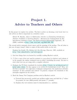 Project 1. Advice to Teachers and Others