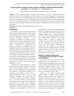 CALCULATION OF PRODUCT COST IN DAIRY FARMING