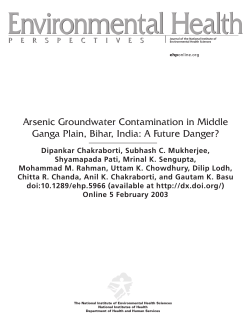 Arsenic Groundwater Contamination in Middle Ganga Plain, Bihar