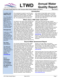 Annual Water Quality Report - Little Thompson Water District