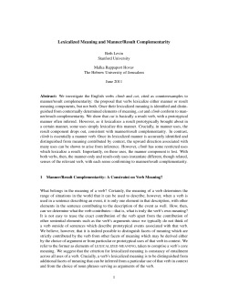 Lexicalized Meaning and Manner/Result Complementarity