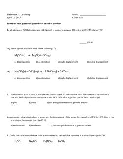 MgSO3(s) &rarr; MgO(s) + SO3(g) Na2CO3(s) + CuCl2(aq) &rarr; 2 NaCl