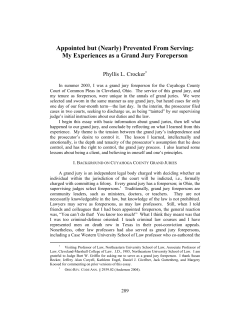 Prevented From Serving: My Experiences as a Grand Jury Foreperson