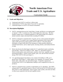 North American Free Trade and US Agriculture