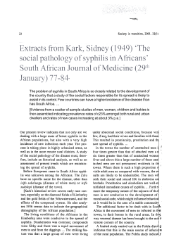 The problem of syphilis in South Africa is so closely related to the