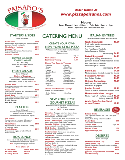 CateRiNg MeNu - Paisano`s Pizza