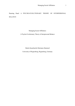 Managing Social Affiliation 1 Running Head: A PSYCHO