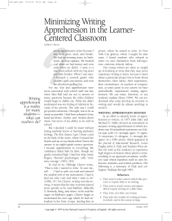 Minimizing Writing Apprehension in the Learner