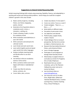 Suggestions to Extend Verbal Reasoning Skills