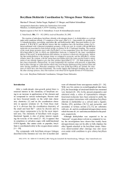 Beryllium Dichloride Coordination by Nitrogen Donor Molecules
