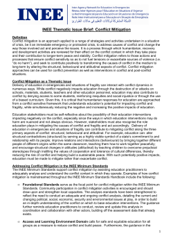 INEE Thematic Issue Brief: Conflict Mitigation