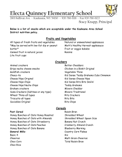 Nutritious Snack List - Kaukauna Area School District