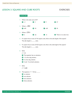 EXERCISES LESSON 3: SQUARE AND CUBE ROOTS