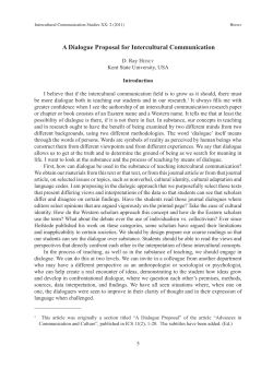A Dialogue Proposal for Intercultural Communication