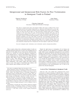 Intrapersonal and Interpersonal Risk Factors for Peer Victimization